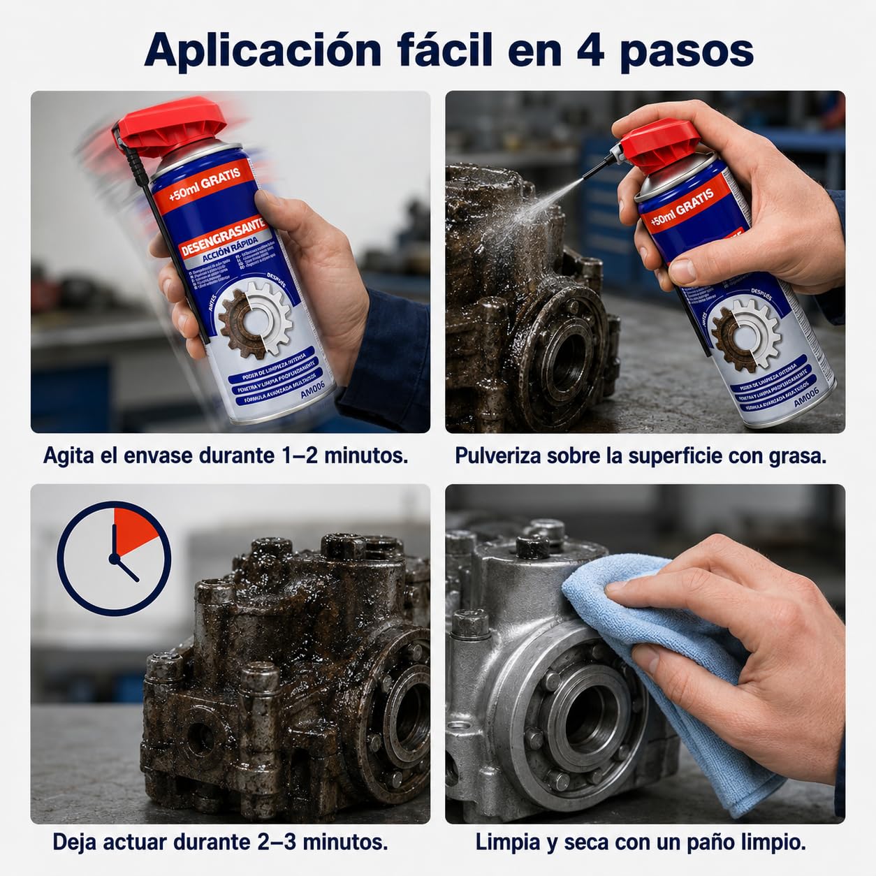Desengrasante de acción rápida 400 ml, pack de 12, limpieza multiusos