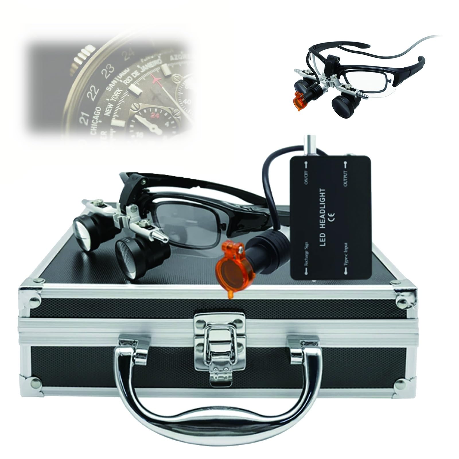 Lupas binoculares ajustables en ángulo de 3,5x420 mm, lupa de aumento de laboratorio, luz LED montada en la cabeza, fácil de desmontar, for instrumentos de precisión