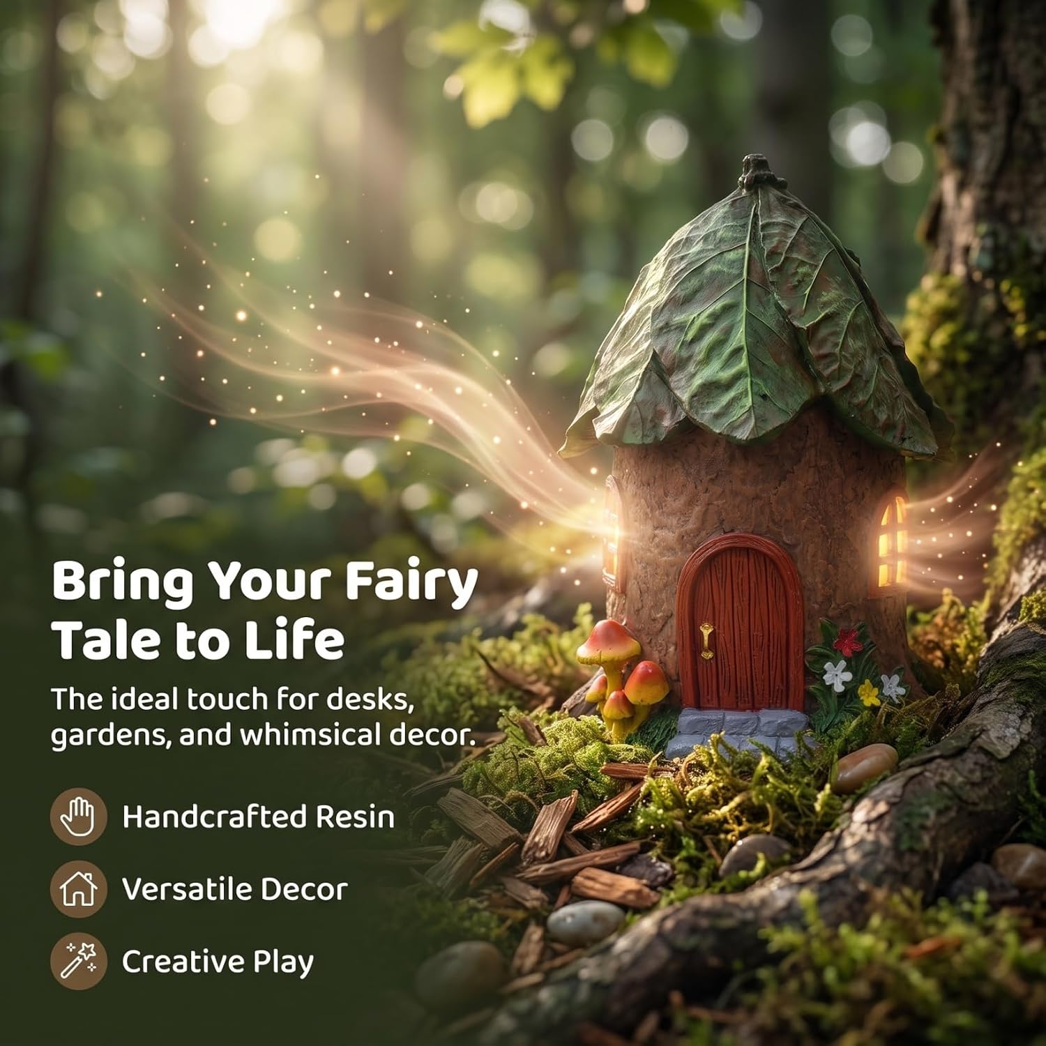 Garneck 1PC Fairy Garden House, Resin Miniature Cottage with Mushroom Decor