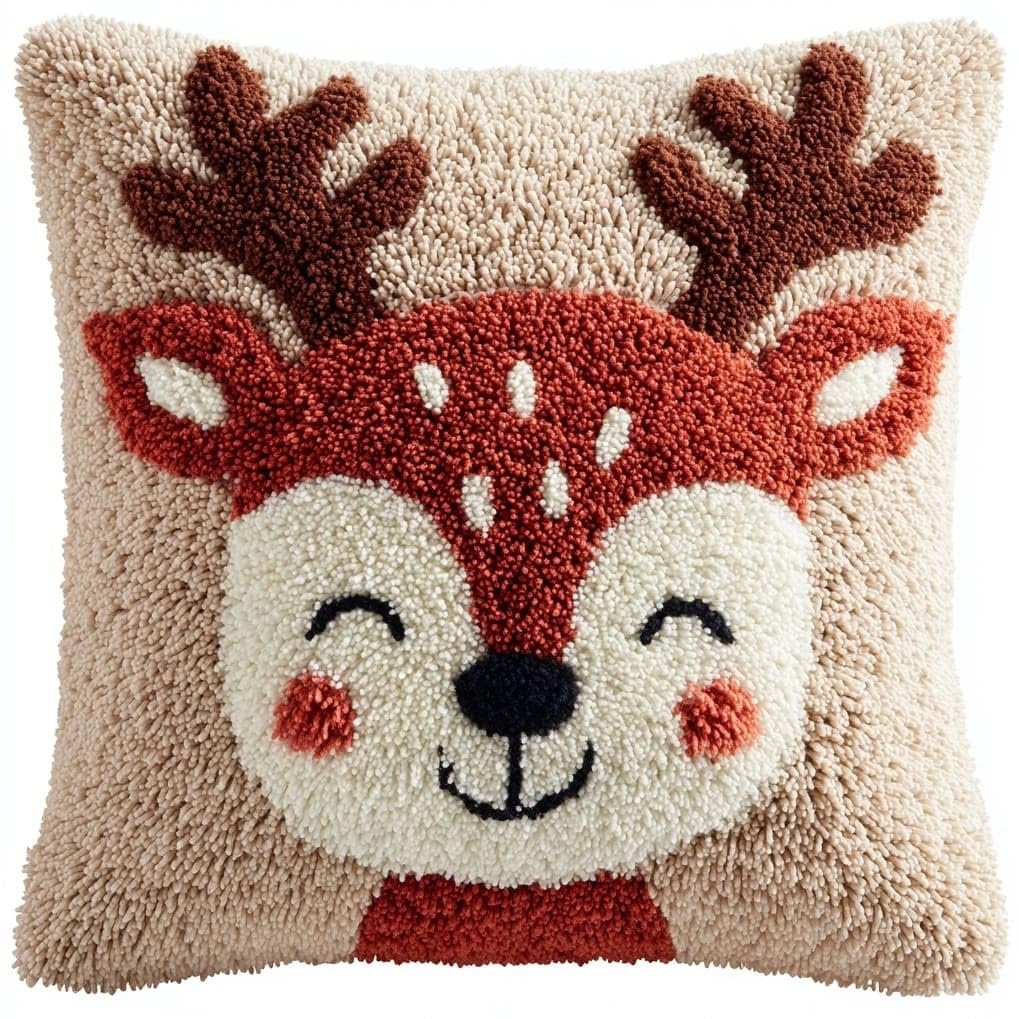 AxiangziK Latch Hook Cushion Kit 17x17in,Cartoon Deer