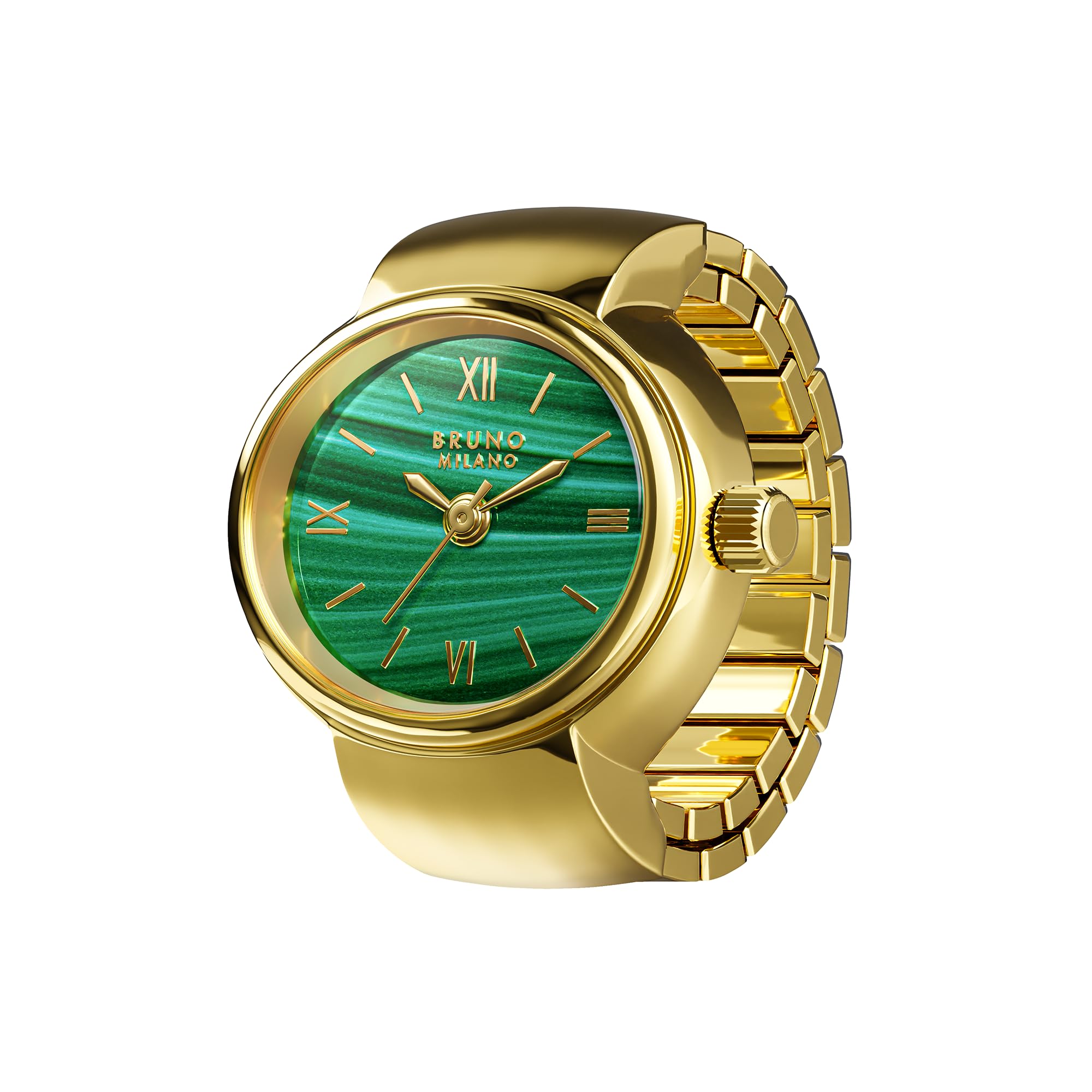 Elegant Ring Watch in Gold Strap with Malachite Dial-image-39