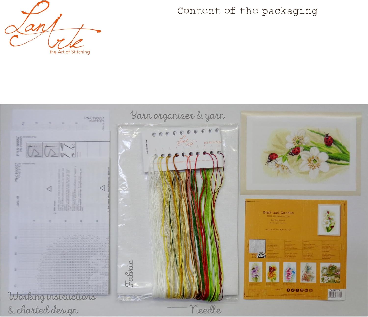 Lanarte Counted Cross Stitch Ladybug, Multicoloured