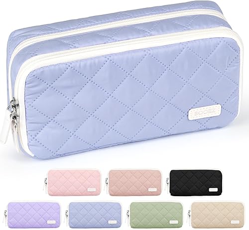 Miniatura 20 de Sooez Estuche grande para lápices, bolsa para lápices extra grande con 8 compartimentos, bolsa para bolígrafos de apertura amplia, organizador