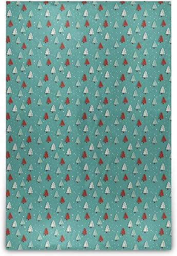 Christmas Trees Blue Bed Blanket, Warm Cozy Throws for Camping, Office, Chair, Winter Blanket, 60x90 Inches