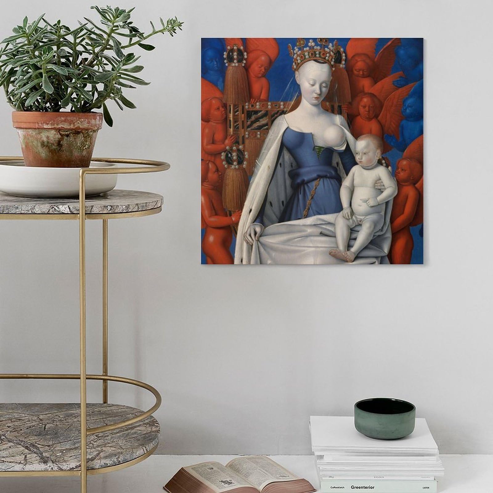 ANFOTCM Jean Fouquet, Madonna rodeada de serafines y querubines, póster impreso para habitación de adolescentes y niños, lienzo de 70 x 70 cm