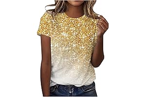 Womens Sparkle Print Short Sleeve T Shirts: Save 50% Off!