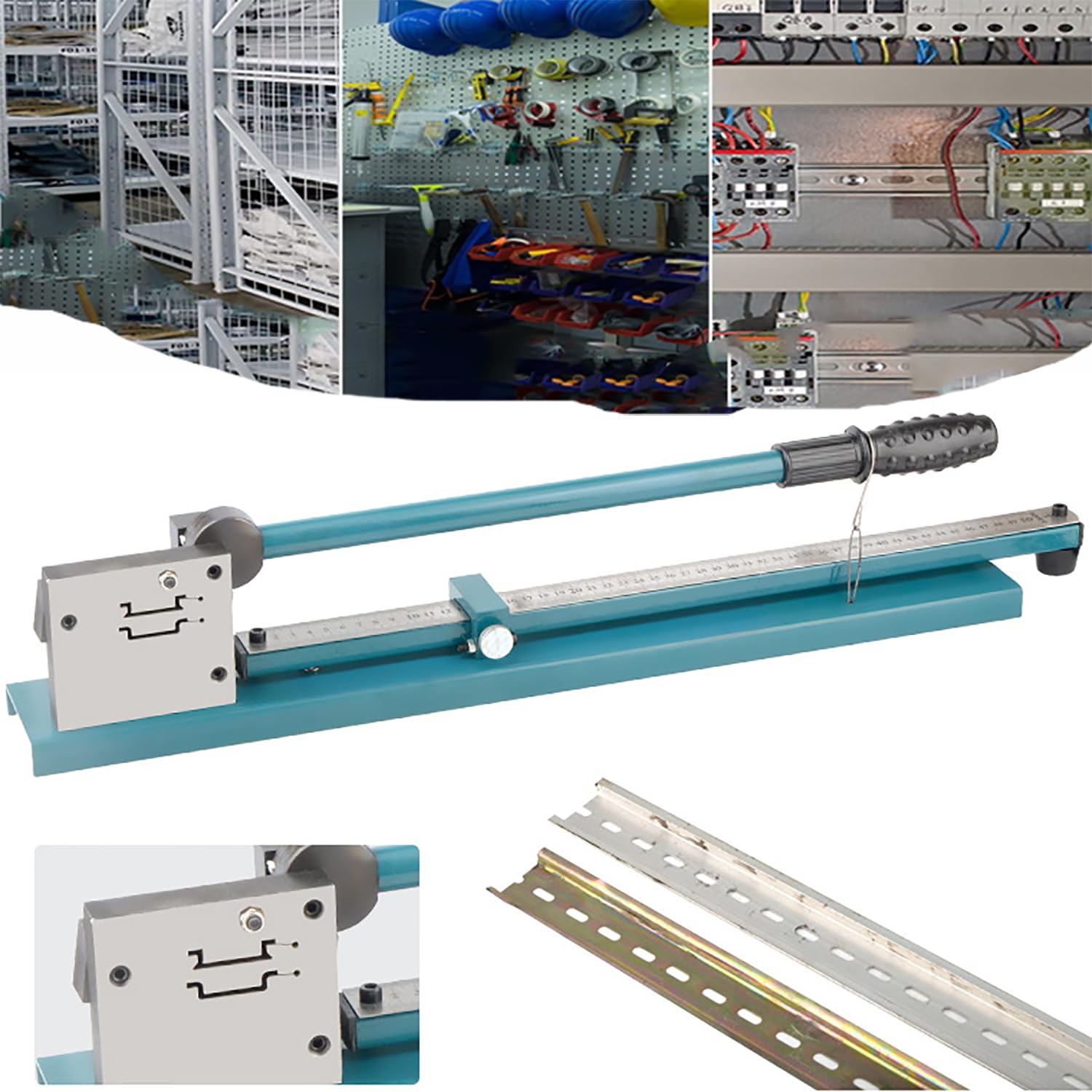 Herramienta de corte manual de riel DIN – Máquina de corte de tronco con regla de 50 cm y guía manual para cortar aluminio ranurado