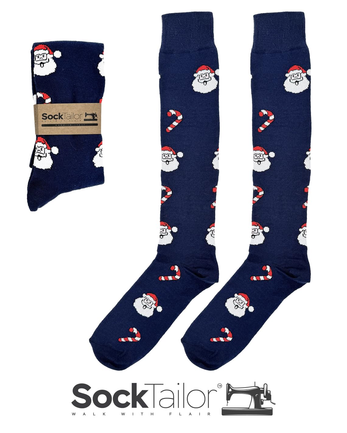 Calze Natalizie Uomo Lunghe in Caldo Cotone, Calzini Natale Eleganti Fantasia Invernale, Idea Regalo Originale Tre Quarti