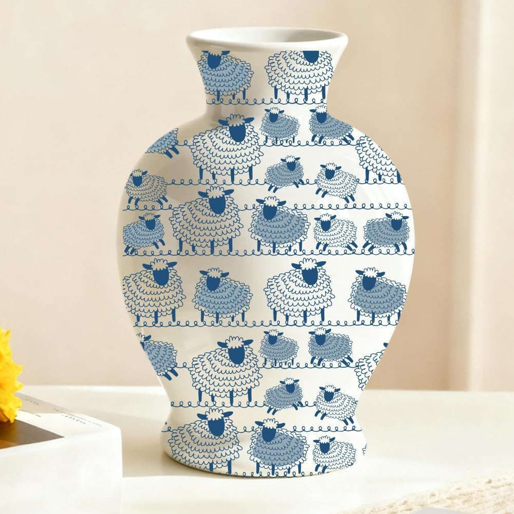 Pack of 4 Ceramic Transfer Films for Pottery 21 x 15 Inch Animal Transfer Paper Cute Sheep Blue Pattern Water Slide Gloss Decals for DIY Clay Porcelain Enamel image 4