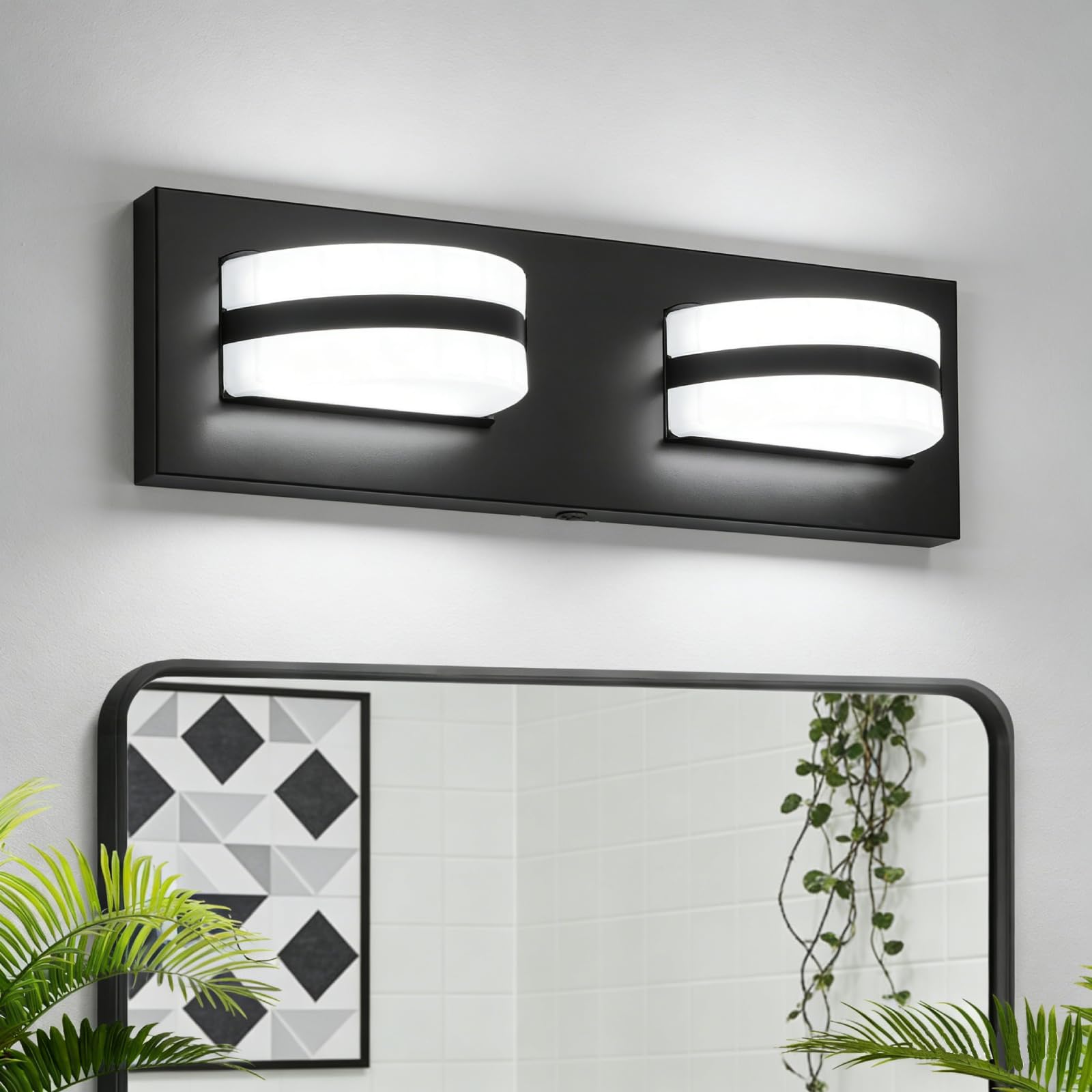 Rotatable LED Bathroom Vanity Light 2-Light 11" Black Dimmable ETL