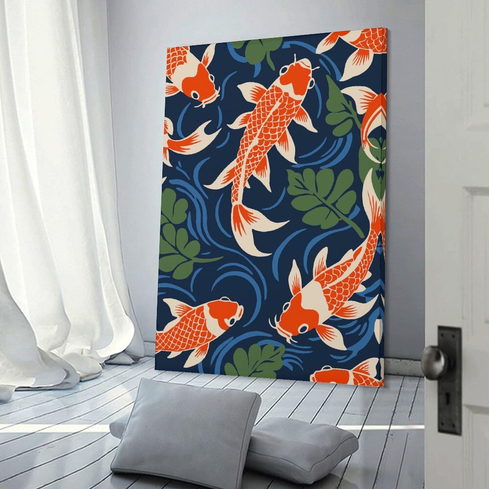 Junmoney Koi Fish Pattern Wall Picture Print 16x24inch(40x60cm), for Picture Wall Styling in Lounge Or Bedroom, Ideal for Building A Coordinated Art Wall