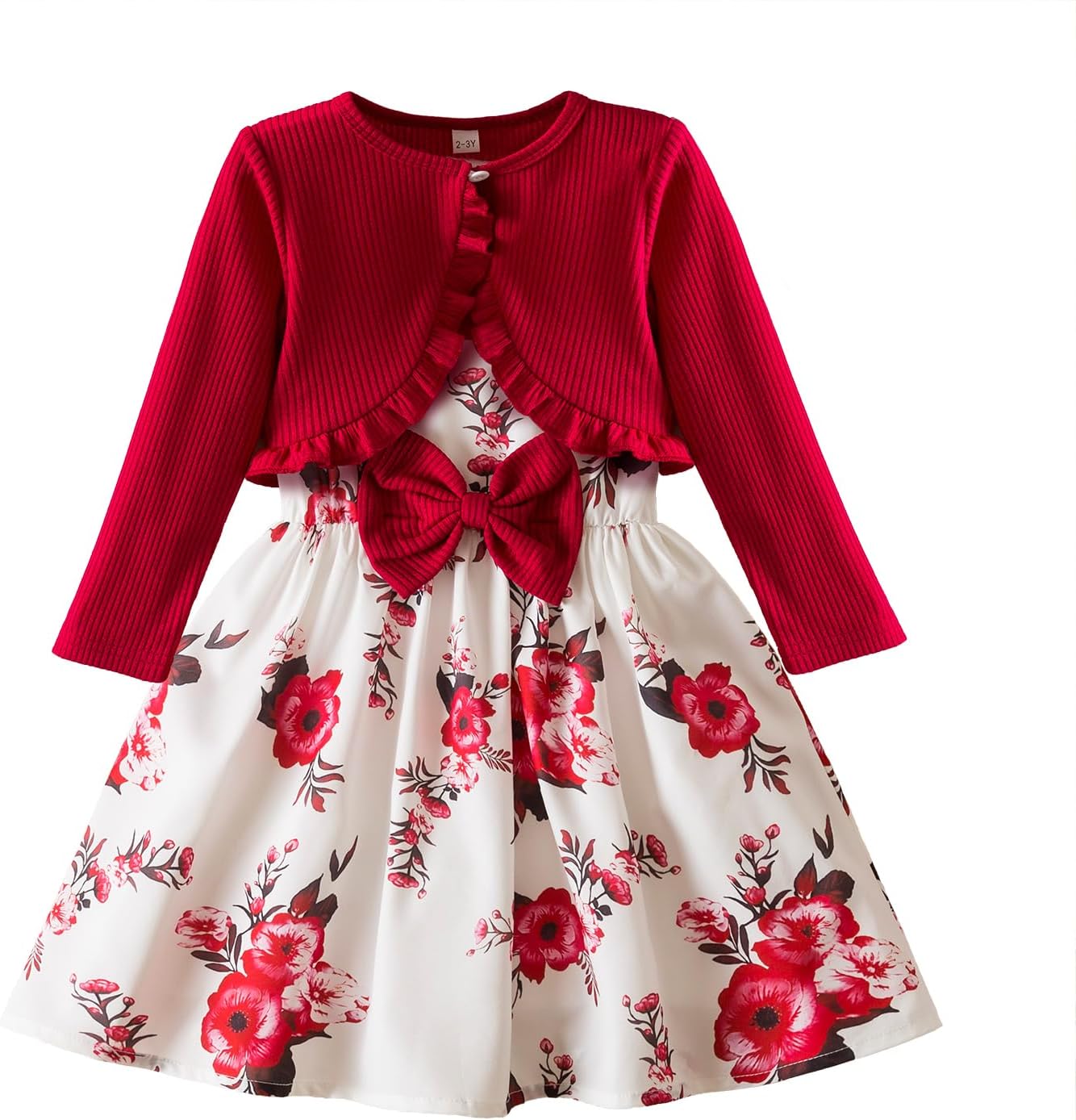 HNXDYY Toddler Girl Sleeveless Dress and Cardigan Set