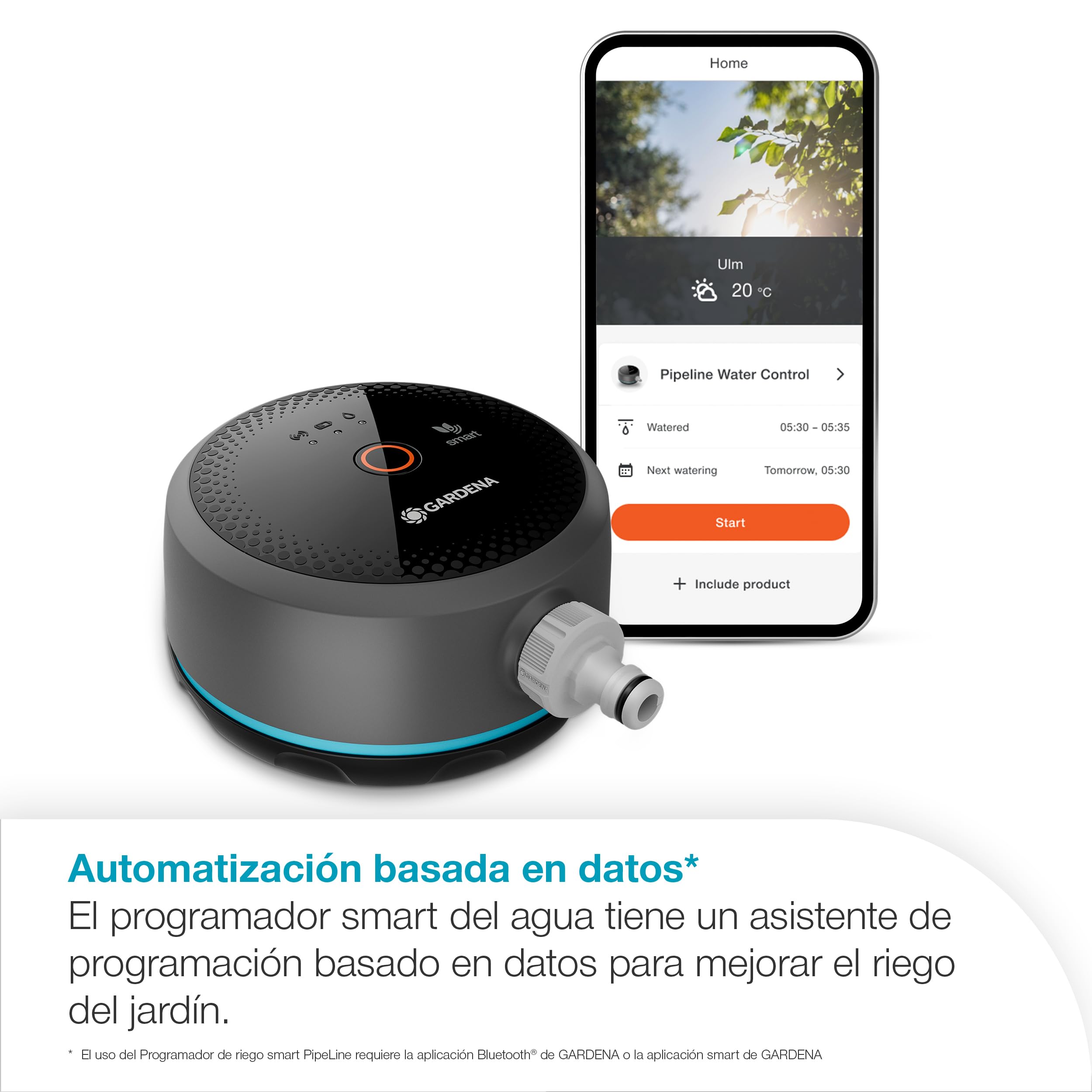 Gardena Tubería Inteligente de Control de Agua de tubería; Controles de Agua; Inteligente: riego basado en Datos*, integración Inteligente en el hogar*, para Sistemas de riego instalados