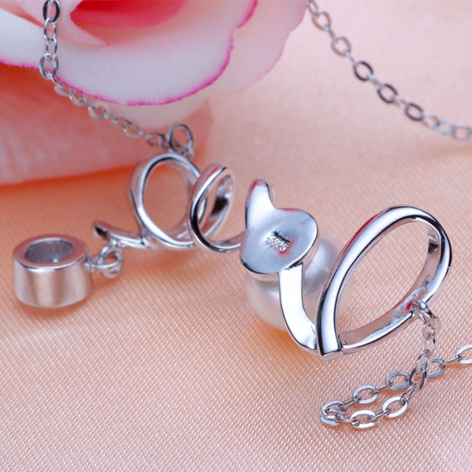 LOKILOKI Perlas Naturales Collares Y Colgantes De Perlas De Agua Dulce, Joyas De Plata De Ley 925 Joyas Nuevas para Mujeres Carta De Amor