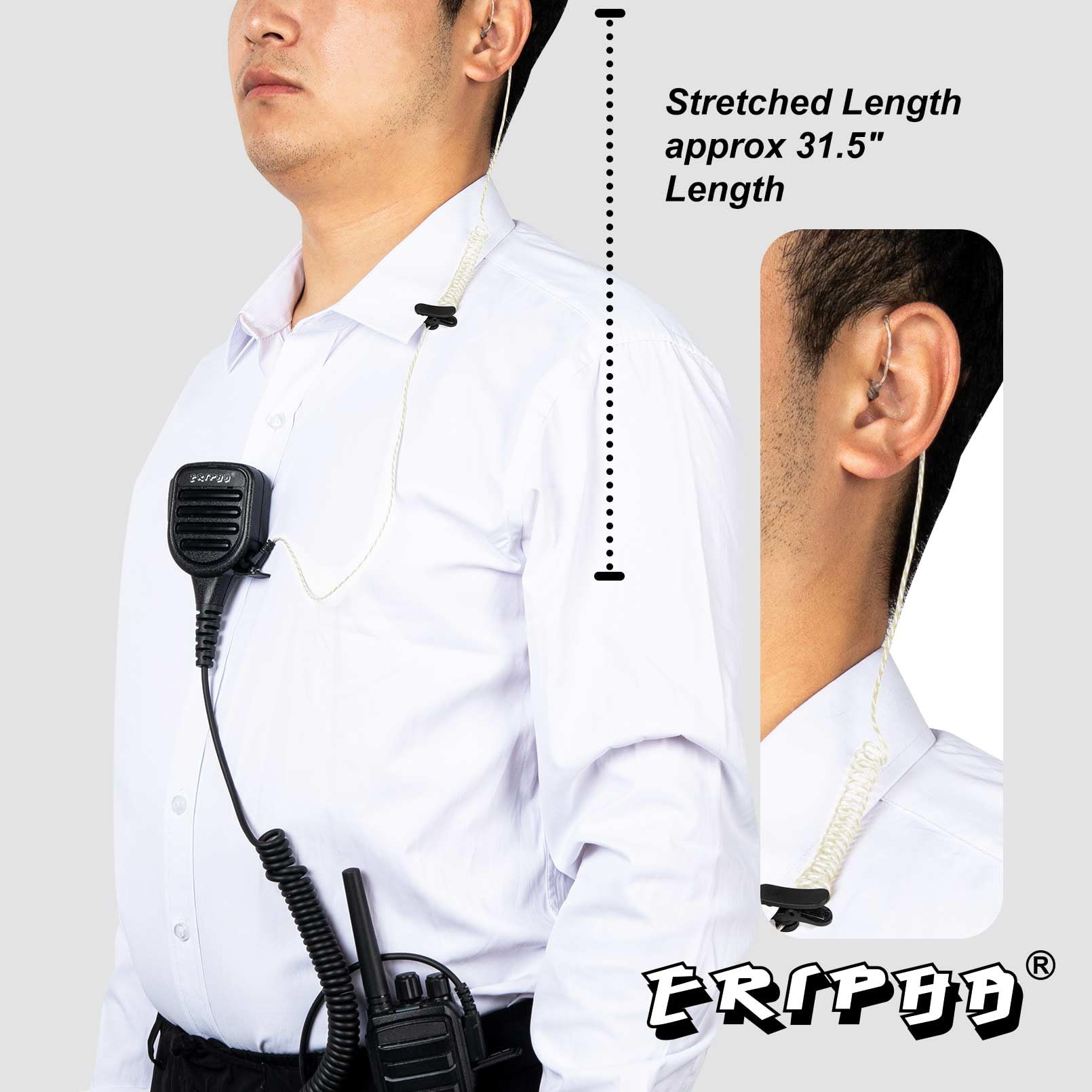 Tubeless Covert Security FBI Police 3,5 mm/1 Pin L-Type Hörmuschel Headset für Remote-Lautsprecher, Mikrofon, Motorola Kenwood Zwei-Wege-Radio (58,4 cm)
