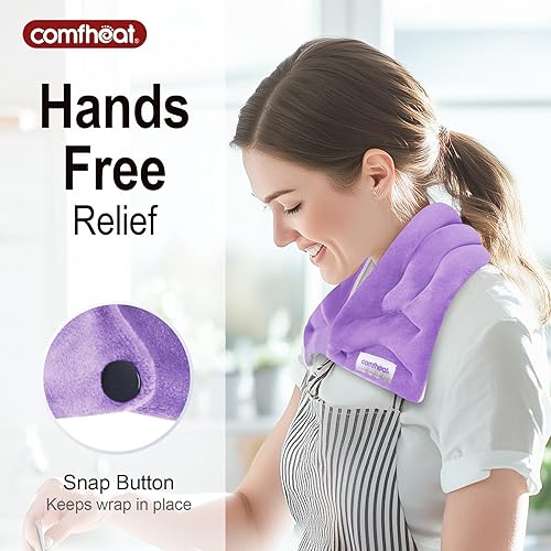 Miniatura 5 de Almohadilla térmica para el cuello apta para microondas para aliviar el dolor, compresa caliente húmeda para microondas, calentador de cuello para