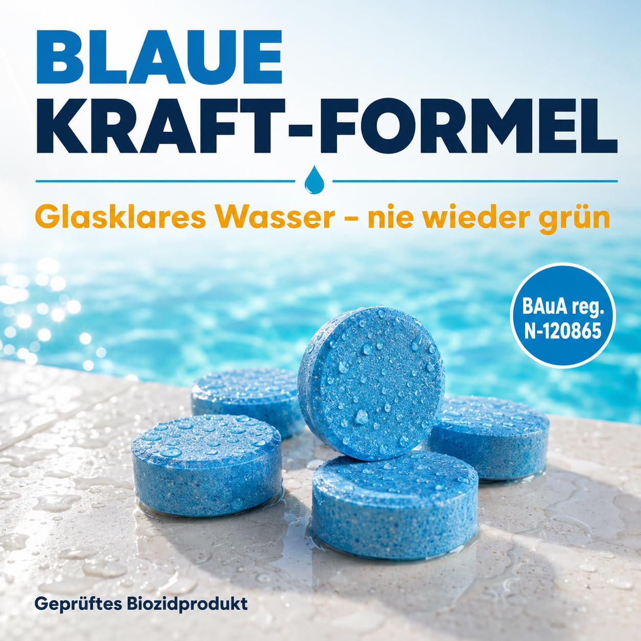 GiDeli Mini Chlortabletten Multifunktional 5kg im Eimer - Langsamlösliche 20-g-Multitabs für kleine Pools - Für Aufstellbecken, aufblasbare Pools & Gartenpool - Algenschutz UV-stabilisiert Flockung