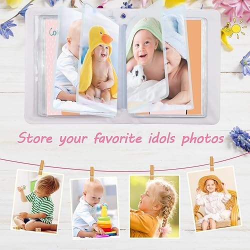 Miniatura 6 de Kpop - Carpeta para tarjetas fotográficas Kpop de 3 pulgadas, mini carpeta de tarjetas de fotos con 40 bolsillosdijes de cereza, álbum de fotos