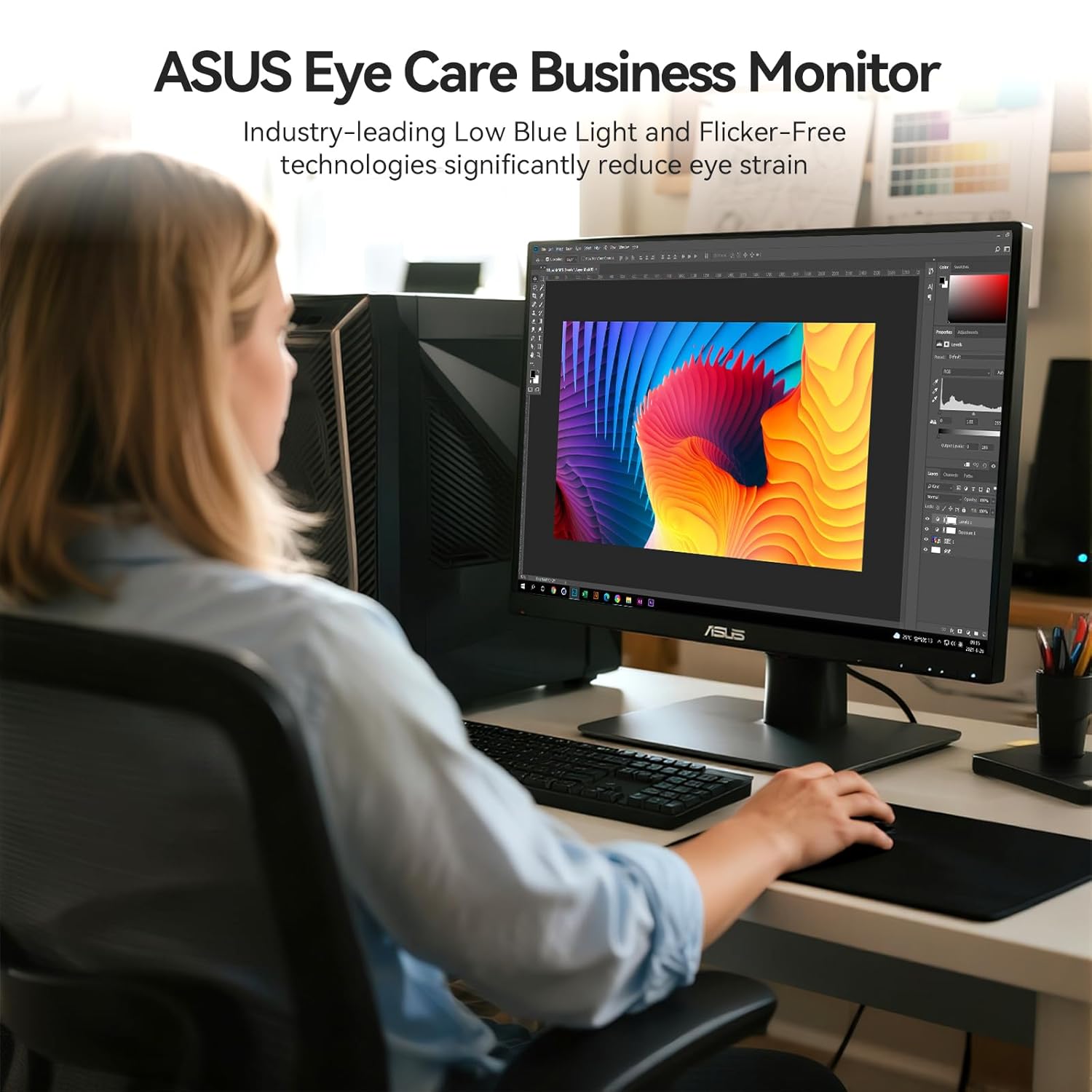 ASUS VA27EHE 27" Eye Care Monitor,Full HD 1920x1080 Computer Monitor,75Hz,IPS,Adaptive-Sync,Eye Care Plus Technology,Blue Light Filter,Flicker Free,for Working and Gaming,HDMI D-Sub,3 yr Warranty 10 71vroHTVz5L. SL1500