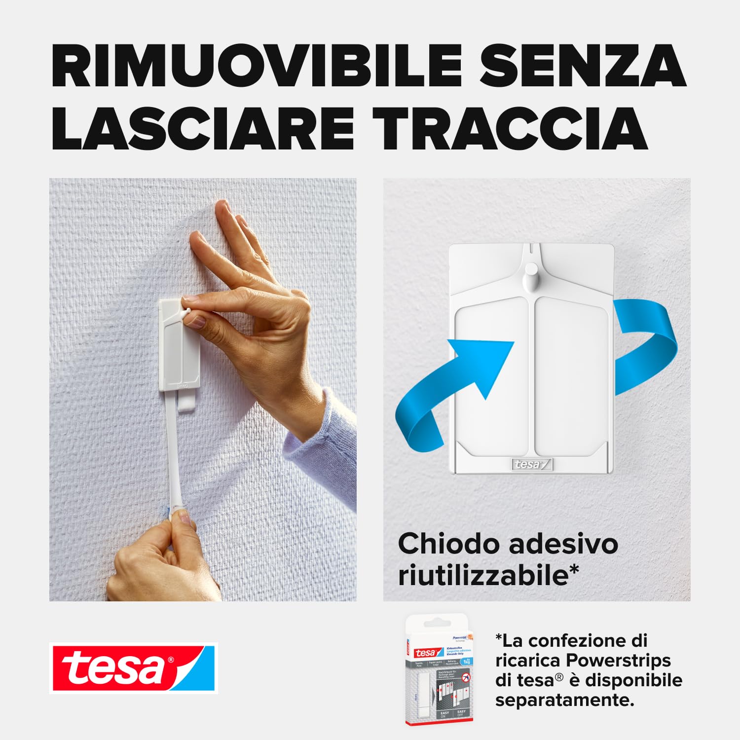 tesa Chiodo Adesivo 2kg Bianco per Carta da Parati Intonaco Set 2 Pezzi