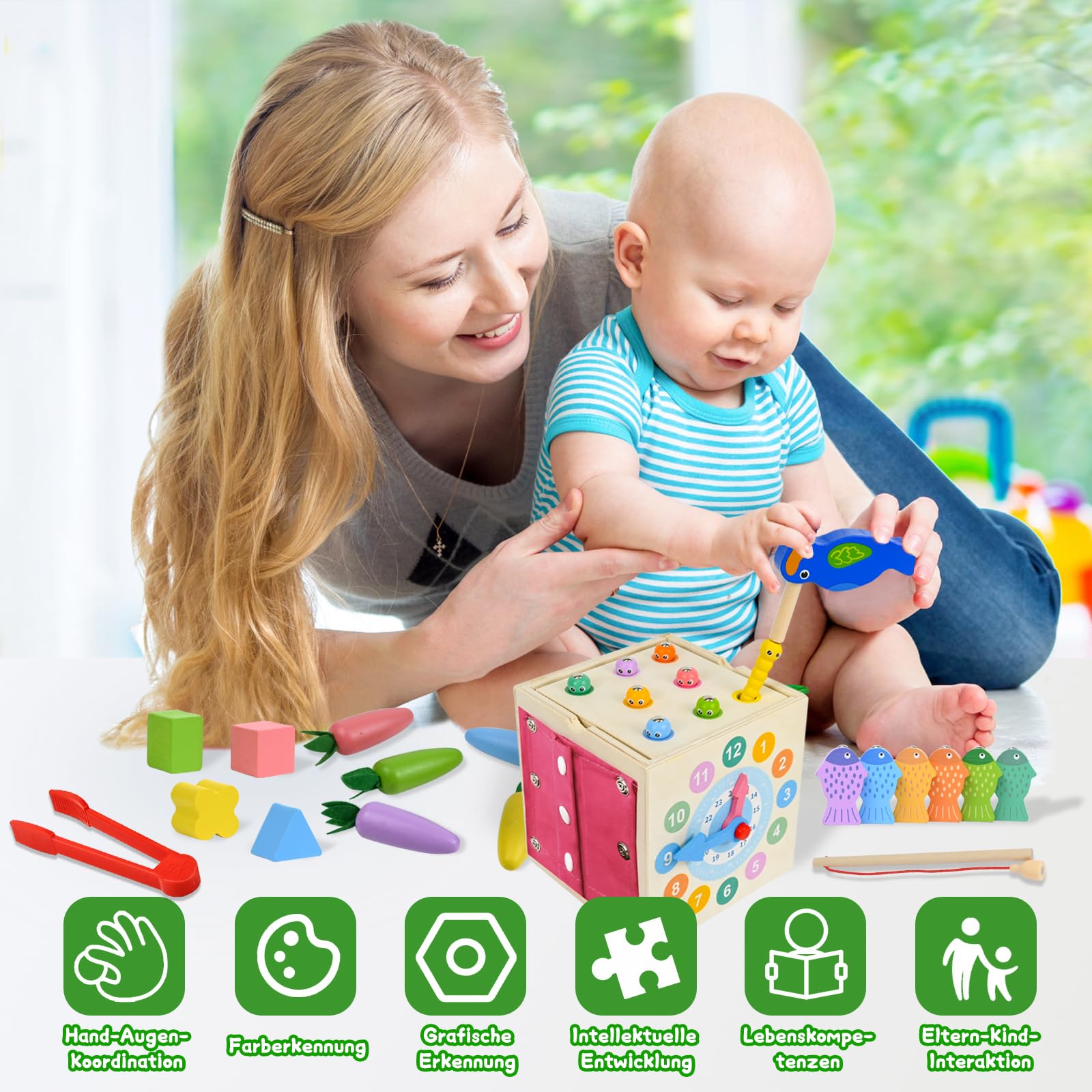 TILOLY Montessori Spielzeug Ab 1 Jahr - 2in1 Karott Produktbild-Vorschau 4