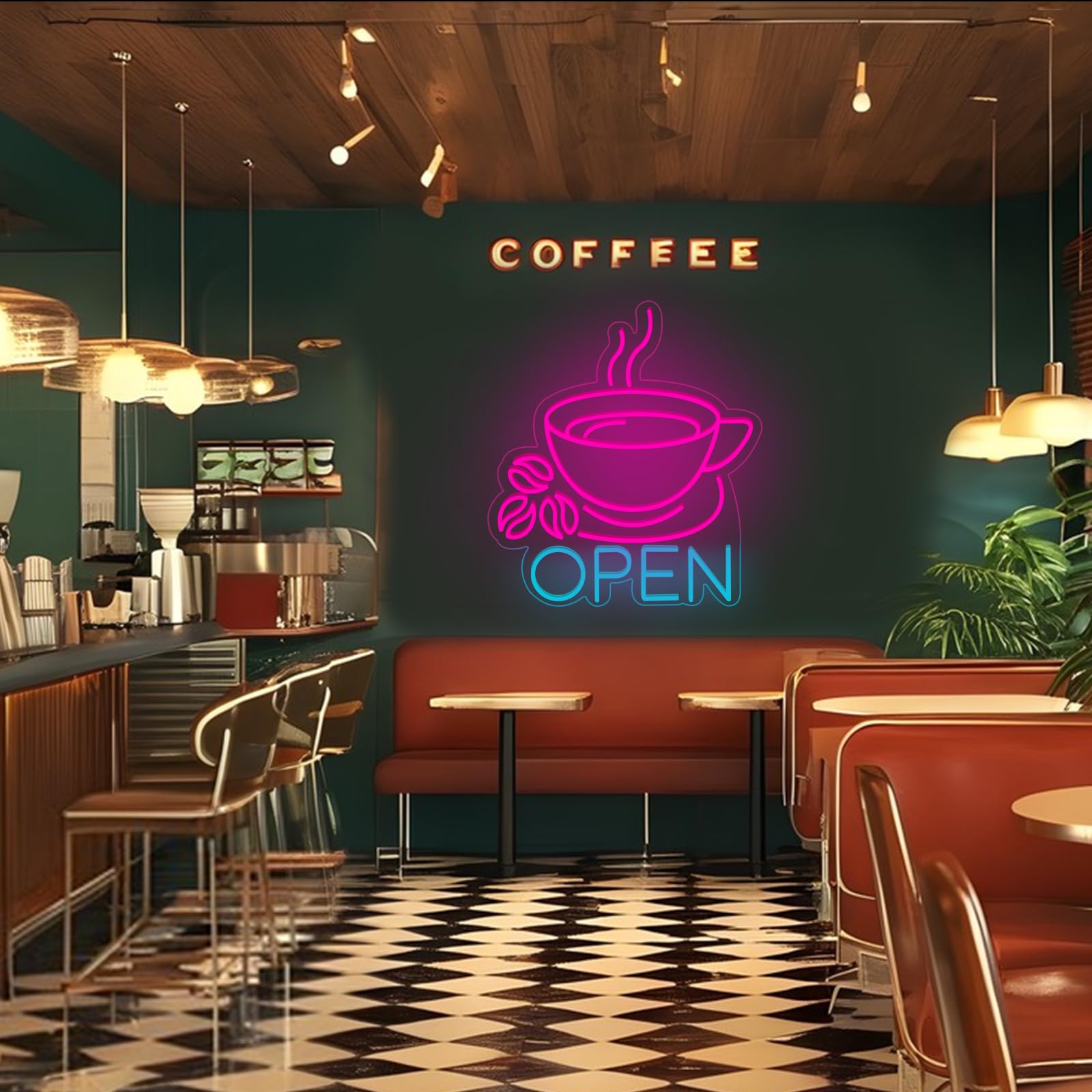 Coffee Open Neon Sign Dimmable USB Powered Business Neon Coffee Sign Cafe Bar Wall Window Decor Sign LED Neon light For Coffee Shop Welcome Sign - Image 2