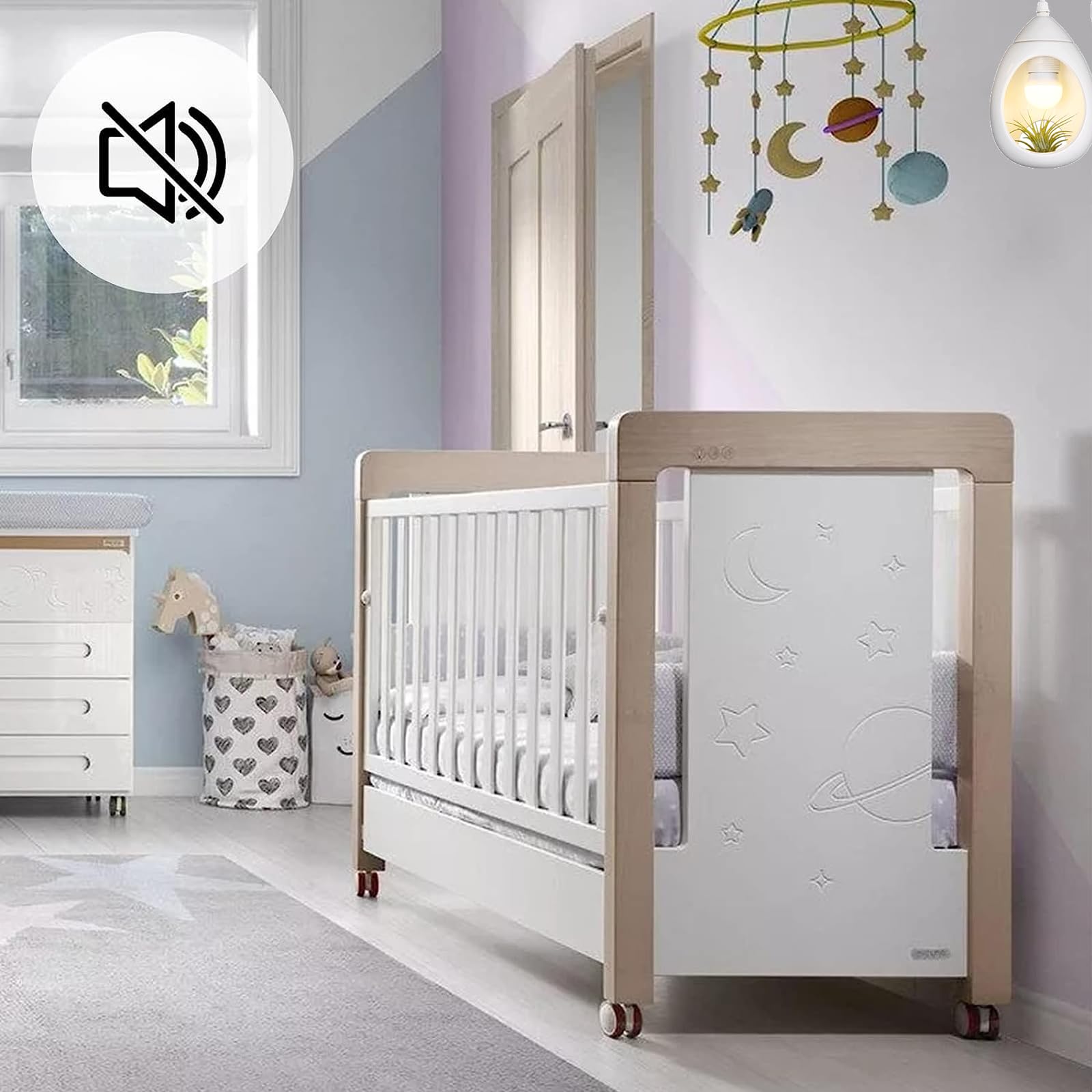 4 Pièces Roulettes pour Lit d'Enfant Pivotantes, Roulettes Pivotantes pour Berceau, Support Roulettes Pivotantes Lit de Bébé, pour Poussettes, Chaises, Petits Canapés, Berceaux