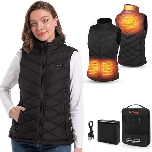Miniatura 1 de Chaleco térmico para mujer, chaleco ligero y cálido con batería de 7.4 V, chaleco de calefacción eléctrica para senderismo, camping