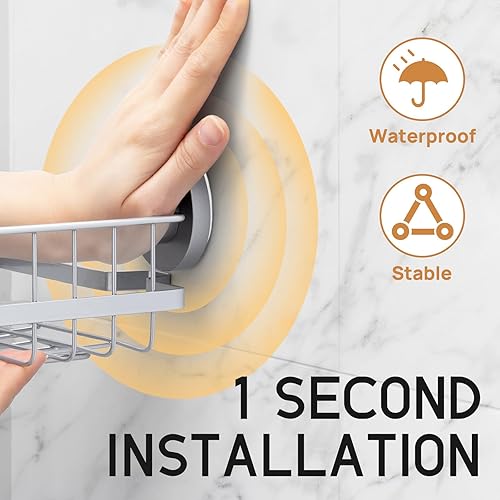 Miniatura 2 de LEVERLOC Organizador de ducha con ventosa adaptable a la esquina, paquete de 2 unidades, estante de ducha esquinero a prueba de óxido, organizador