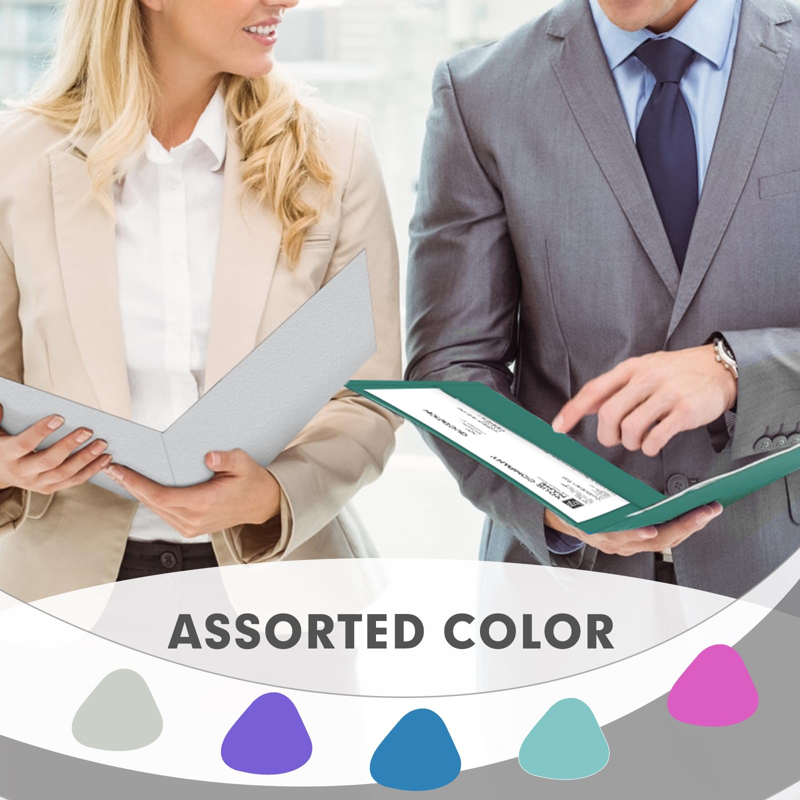 Two Pocket Folders, PANDRI 50 Pack 2 Pocket Folders, Letter Size Paper File Folder for School Office Home Business, Assorted 5 Colors