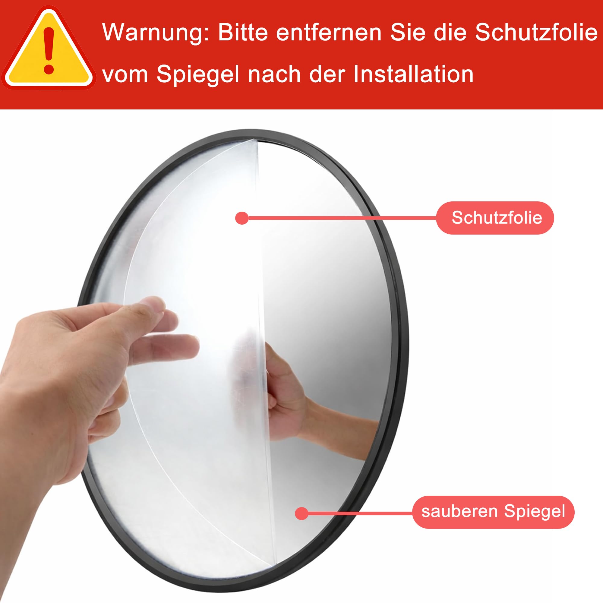 60CM Konvexspiegel – Sicherheits-Totwinkelspiegel für Parkplätze, Garagen und Lagerhallen – Für den Innen- und Außenbereich geeignet (Schwarz, 60cm)