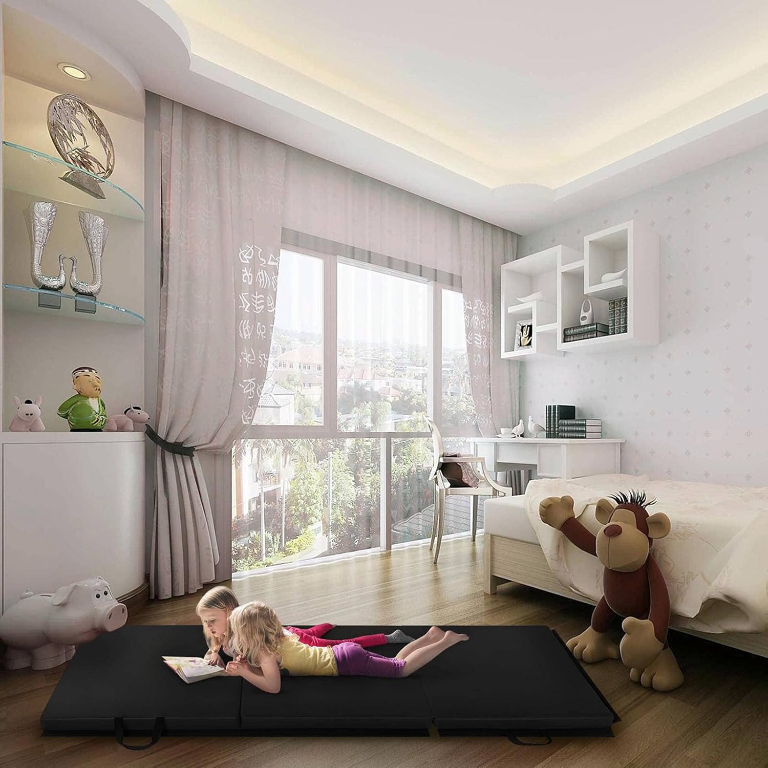 NC 6'x2'x2 Tri-fold Gymnastics Yoga Mat with Hand Buckle Black : Everything Else