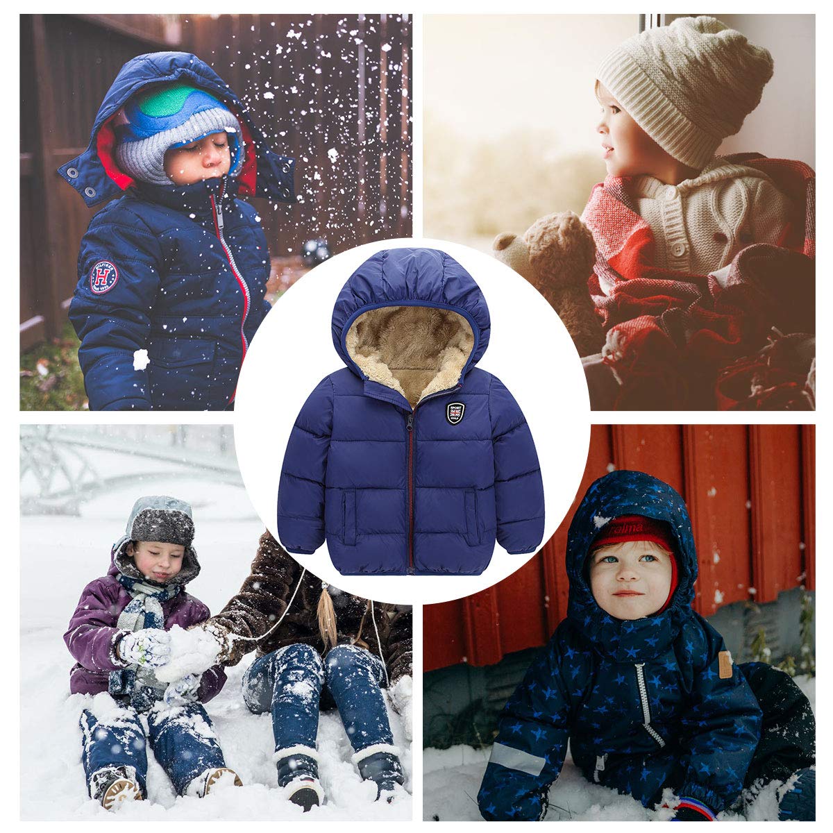 Happy Cherry Piumino da bambino rimovibile con cappuccio antivento neve cappotto invernale Outwear