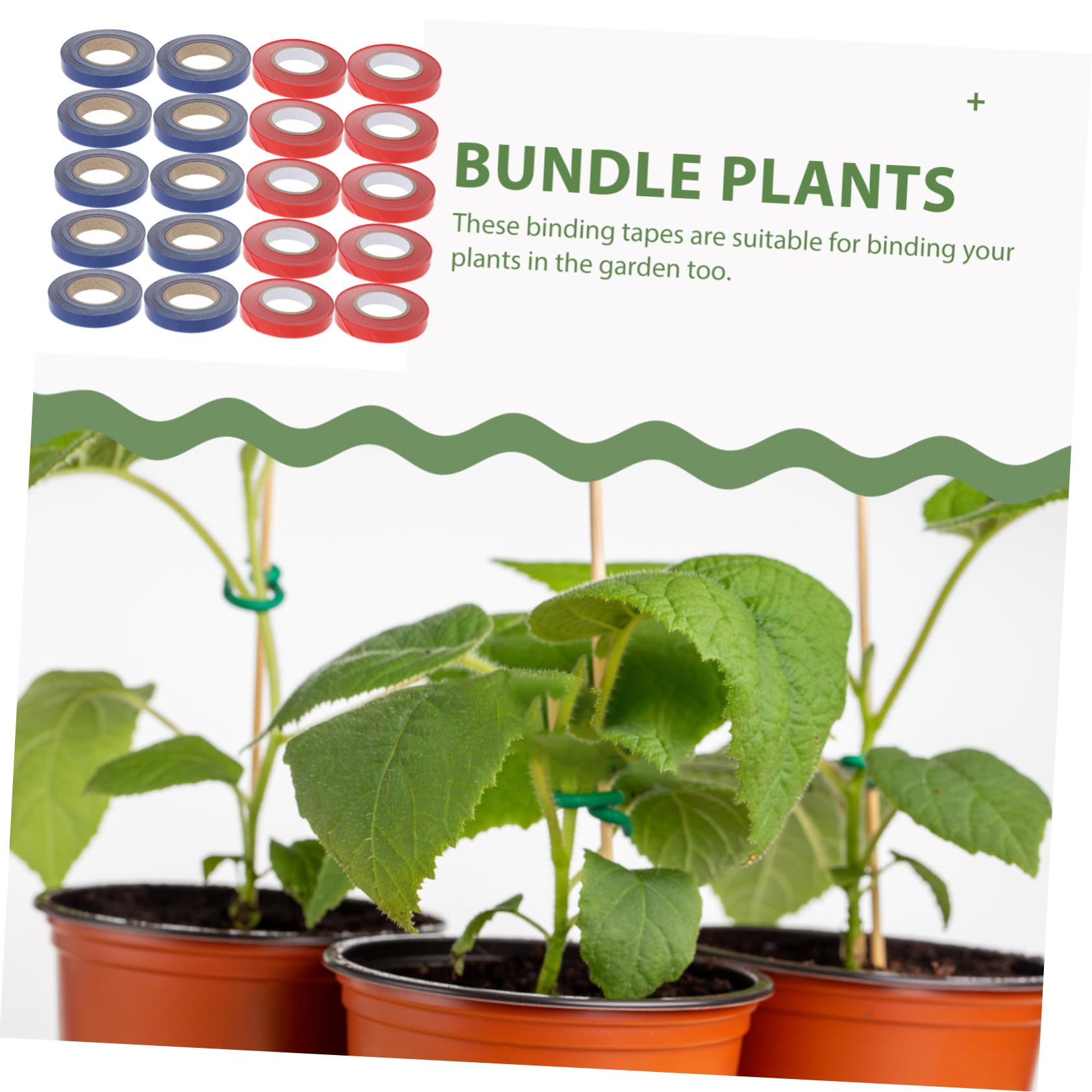 20 Rollen Teiliges Gartenpflanzen Bindeband mit Wetterfestem Dehnbarem PVC Band und Heftklammern Wiederverwendbare Pflanzenbinder für Äste Blumen Kletterpflanzen und Bäume Flexibel