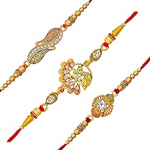 Elegant Kundan Rakhi For Brother Bhaiya Bhabhi With Roli Chawal Rakshasutra