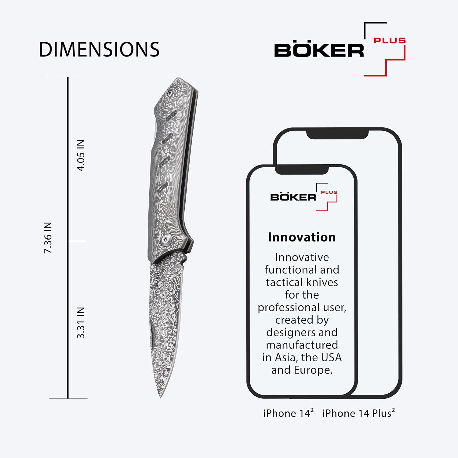 BOKER Plus 01BO511DAM Dominator Pocket Knife, Damascus