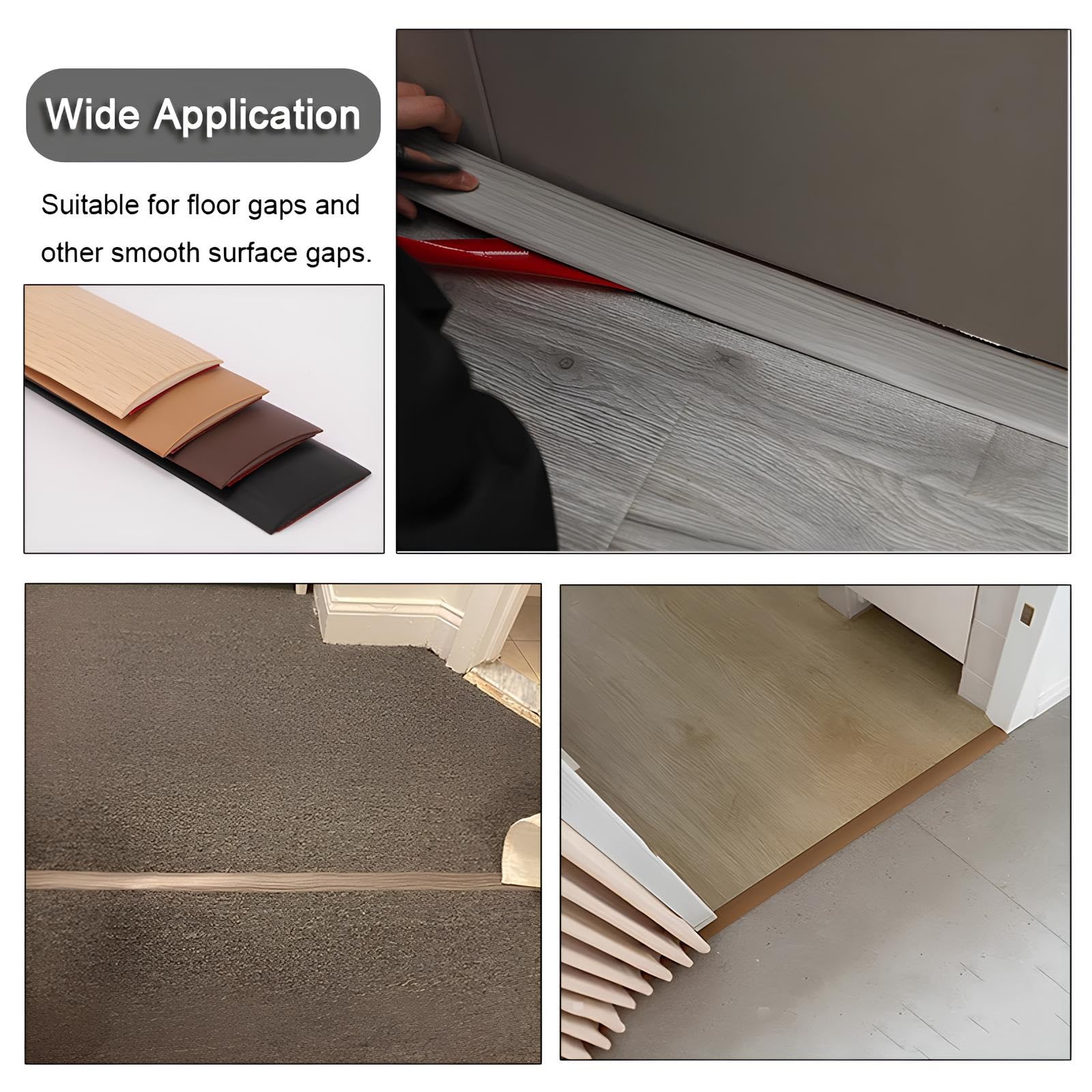 Samoprzylepne listwy przejściowe do podłóg winylowych do drzwi, elastyczne listwy progowe z PCV do dekoracji krawędzi dywanów, szczeliny podłogowe i płytki(Coffee,5cmx7m)