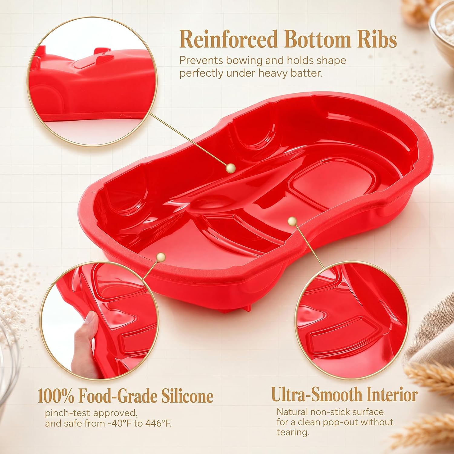 Blushtier 3D Race Car Cake Pan Silicone Mold Reinforced Bottom Nonstick