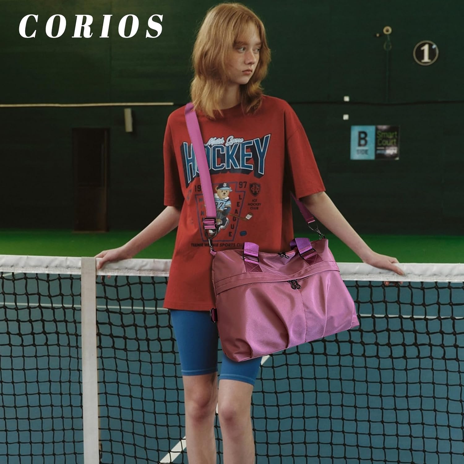 CORIOS Sport Duffel Bag for Women Travel Duffel Bag Ultra-Light Weekend Shoulder Bag Overnight Bag Large Gym Tote Bag Hospital Bag Carry On Luggage Crossbody Bag for Sport Gym Travel Purple