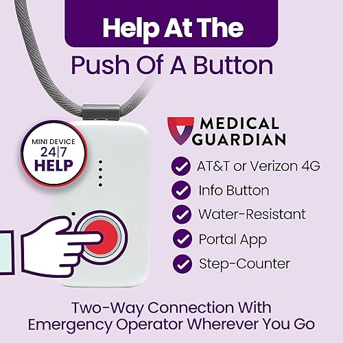 Miniatura 24 de Medical Guardian MGMini Dispositivo de alerta médica para personas mayores Resistente al agua, botón de llamada de emergencia, monitoreo 24/7