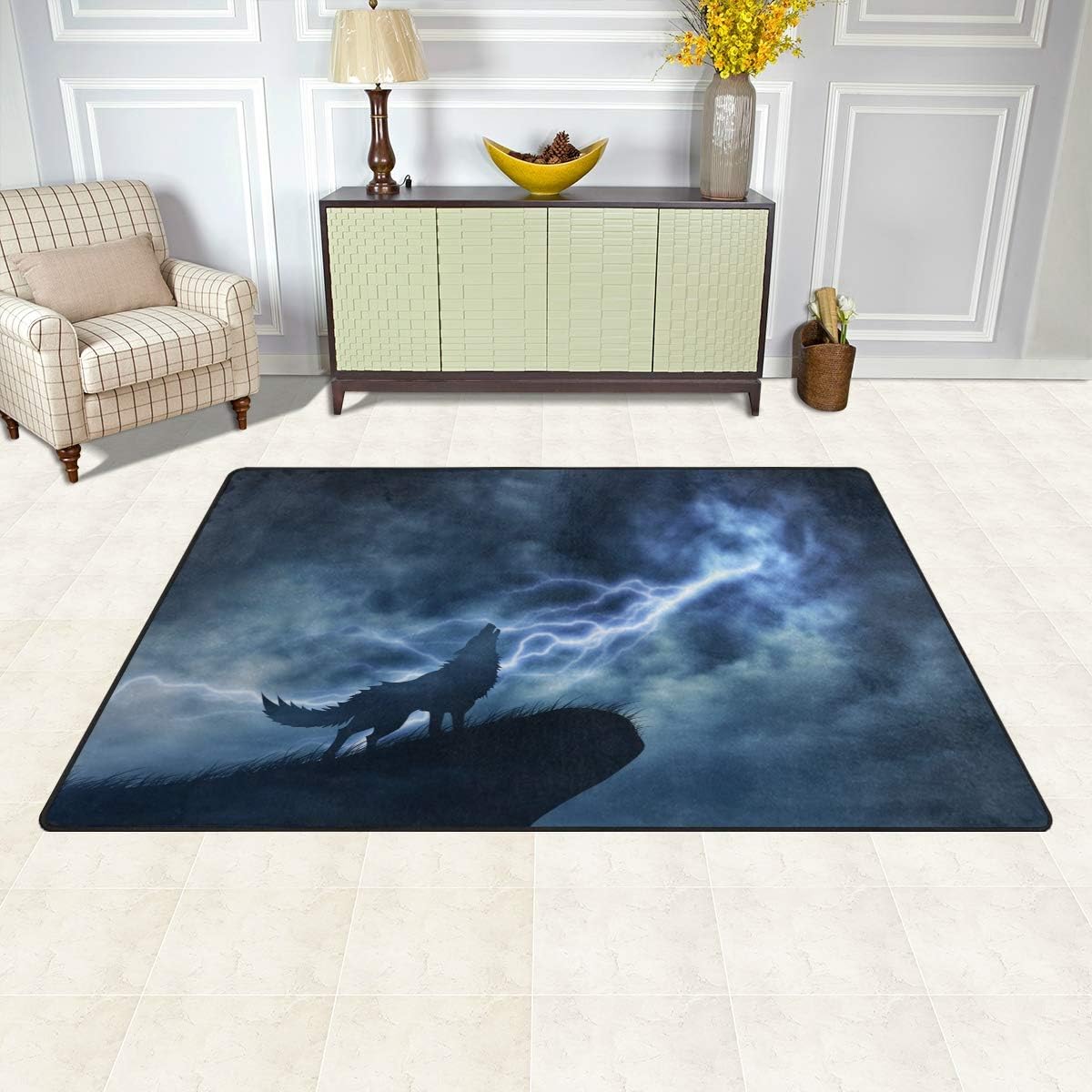 senya Indoor Modern Area Rugs Mats Howling Wolf Living Room Rug Bedroom Floor Mat 31" x 20"