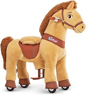 PonyCycle Essential Model E Pony Ride-on Toy Toddler Rocking Horse with Brake (Light Brown/Size 3 for Age 3-4) Mechanical Riding Toy Kids Gift - E336
