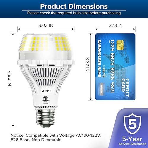 Miniatura 3 de SANSI Bombillas brillantes equivalentes a 200 W, bombilla LED súper brillante de 3000 lúmenes, bombillas LED de luz diurna de 5000 K no regulables,