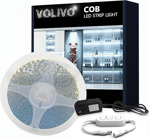 Miniatura 9 de VOLIVO - Tira de luces LED blancas, 16.4 pies, tira de luces LED de intensidad regulable 6500K, luz blanca brillante de día, adhesivo fuerte, tira