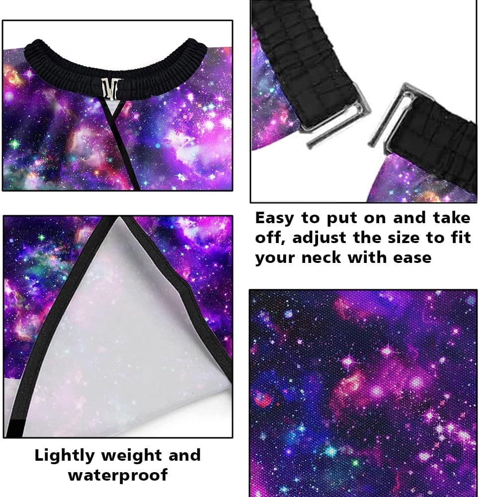 WIRESTER Fashionable Hair Cutting Barber Cape for Men Women, Waterproof Haircut Apron with Adjustable Snap Closure (65 x 55 Inches) - Purple Nebula Galaxy