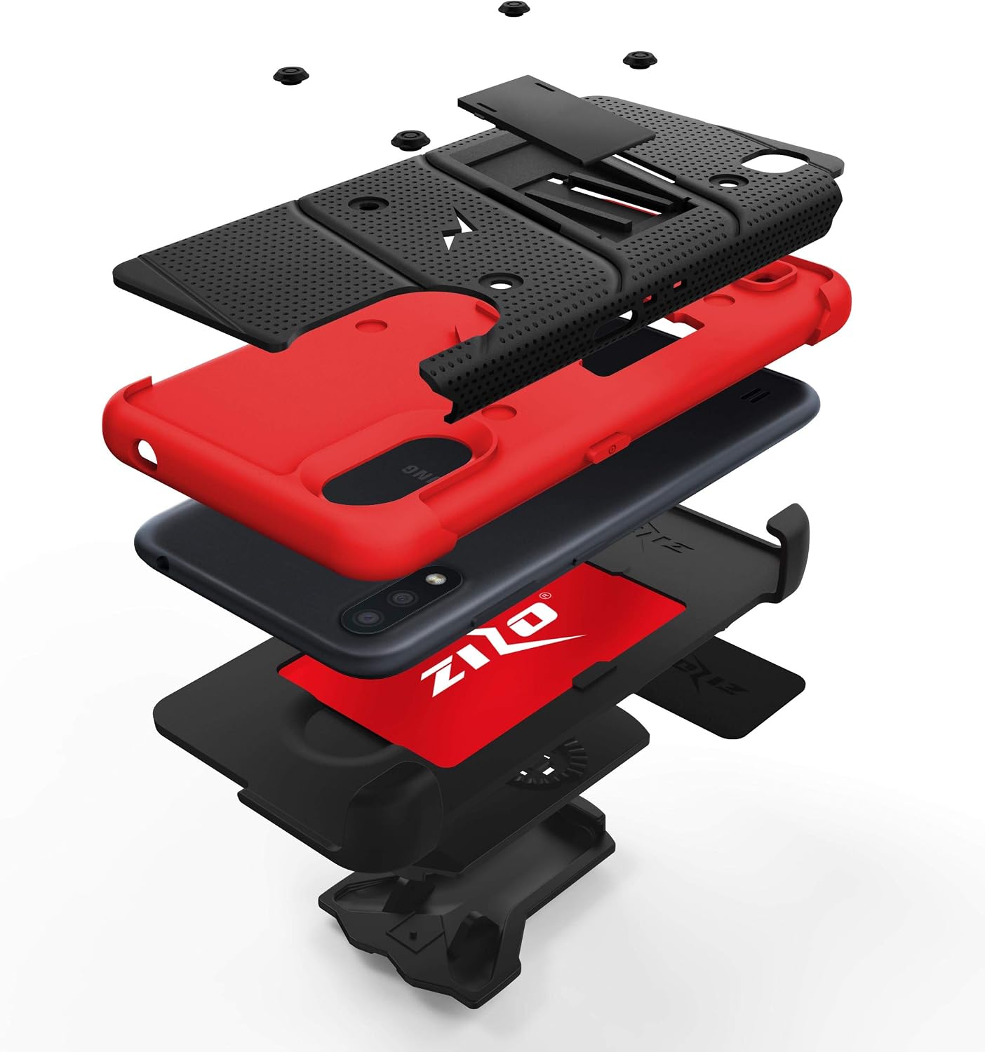 ZIZO Bolt Series Galaxy A01 Case - Black & Red