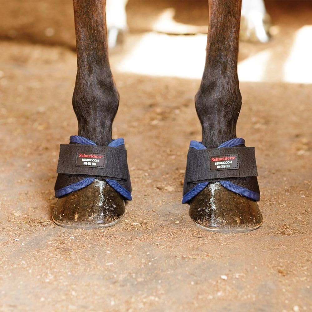 Schneiders Magnetic Bell Boots (5 Magnets) | Therapeutic Horse Hoof Support | Durable 1000D Polyester | One Size Fits Most | Sold in Pairs | Color Black