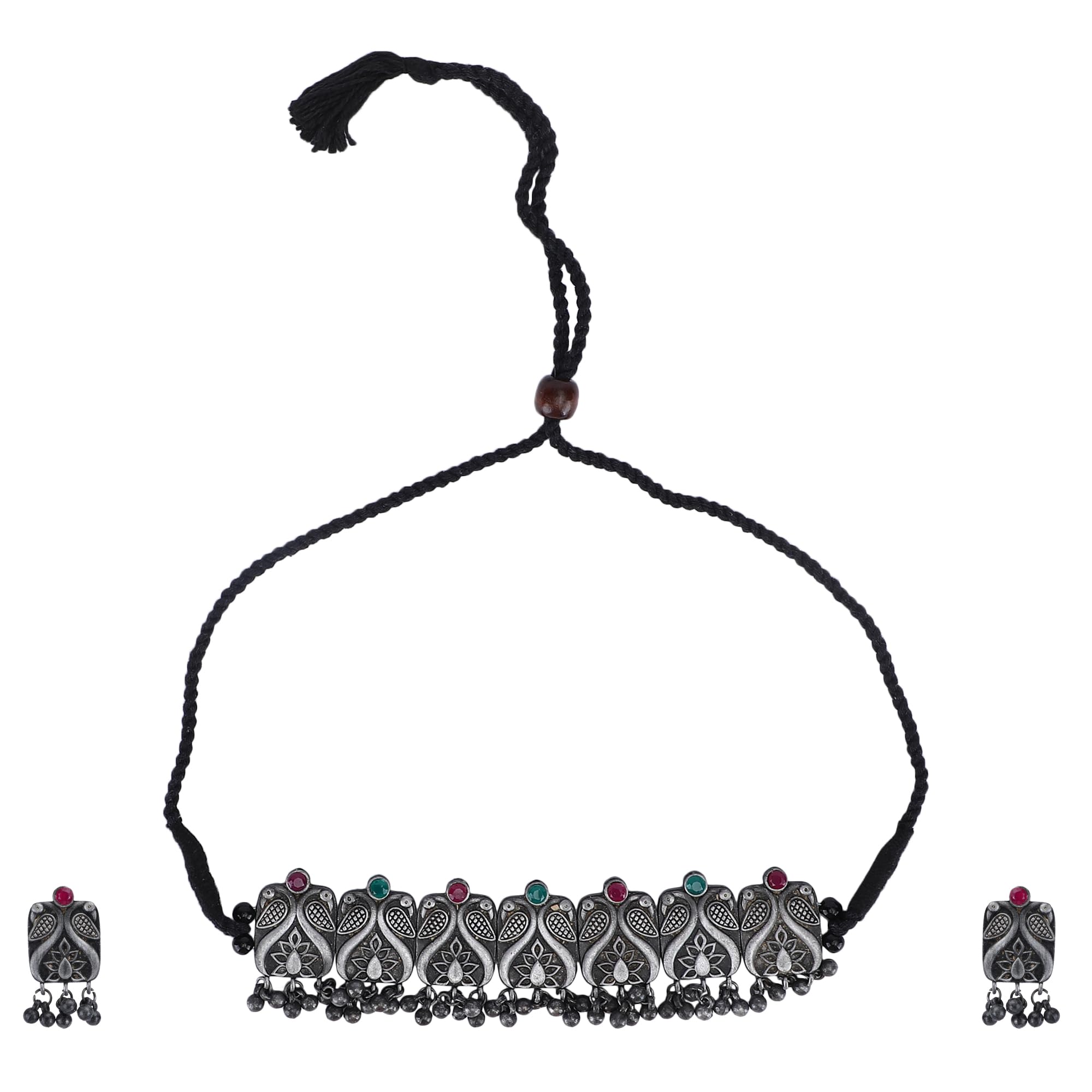 Niksha Oxidised Choker Necklace Set Unique Handcrafted Intricate Design Divine Elegance Indian Ethnic Jewellery with Earrings for Women (B0CJV672N2) Amazon Price History, Amazon Price Tracker