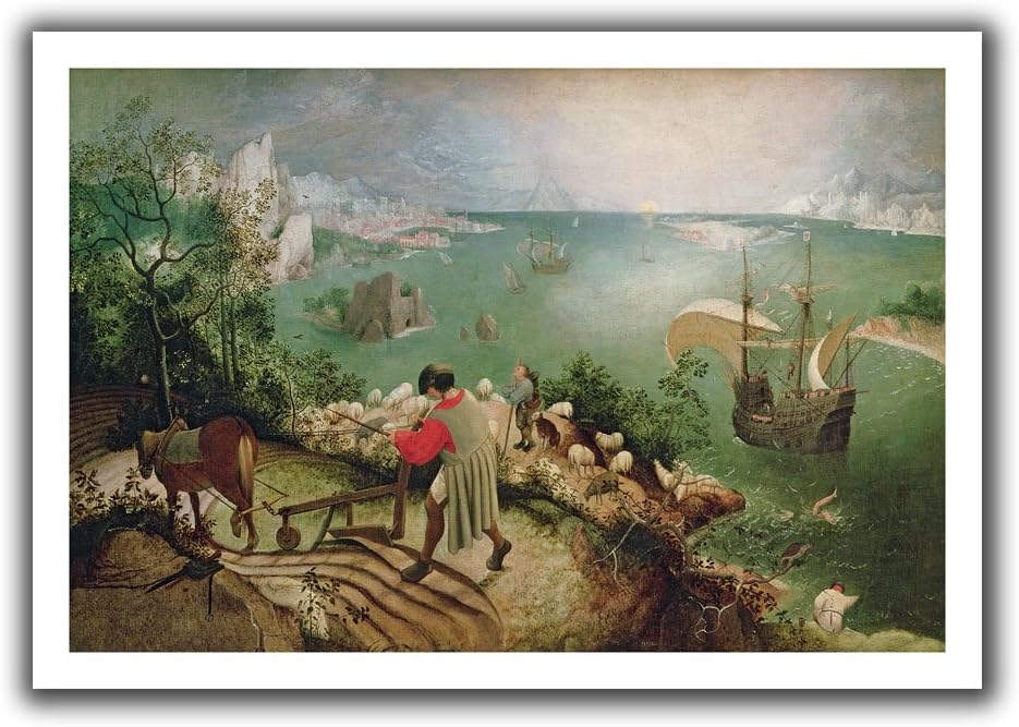 ArtWall Pieter Bruegel 'Landscape with The Fall of Icarus' Unwrapped Canvas Art, 16 by 22-Inch