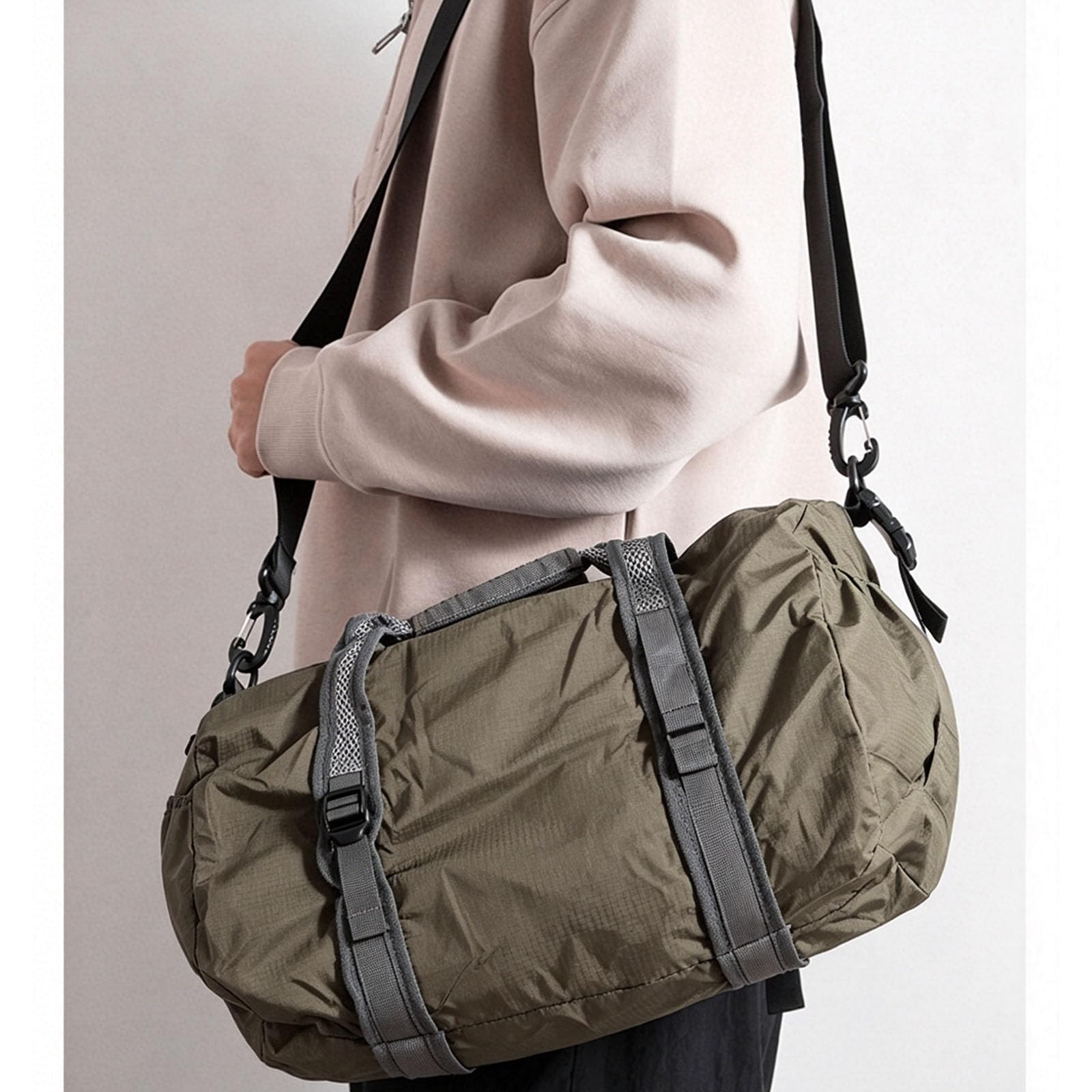 Borsa da trasporto con tracolla regolabile e manici superiori, borsone da viaggio pieghevole per schizzi per campeggio e la pesca Borsa da trasporto ripiegabile Borsone da viaggio per la